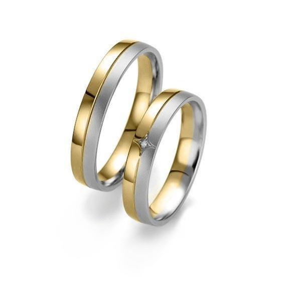Gifteringer i hvitt og gult gull 14 kt, 4 mm. Smart line - 48070990