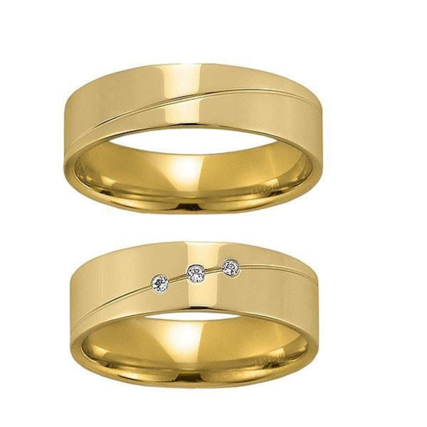 Gifteringer i gult gull 14 kt, 6 mm. GERSTNER - 280680