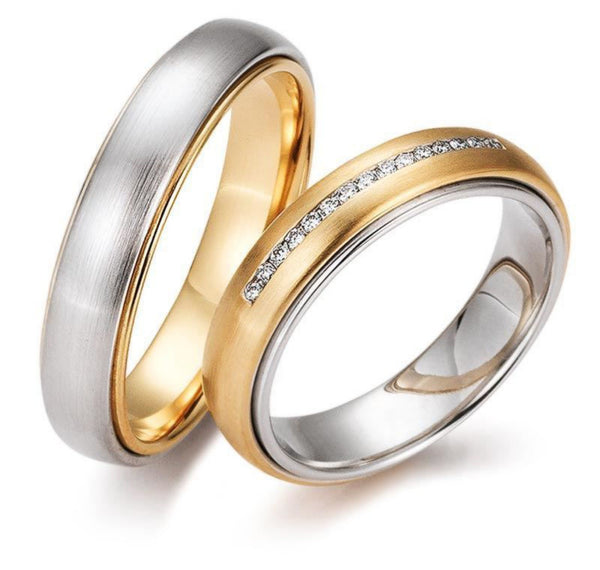 Gifteringer i hvitt & rosé gull 14kt, 5 mm. GERSTNER - 28376
