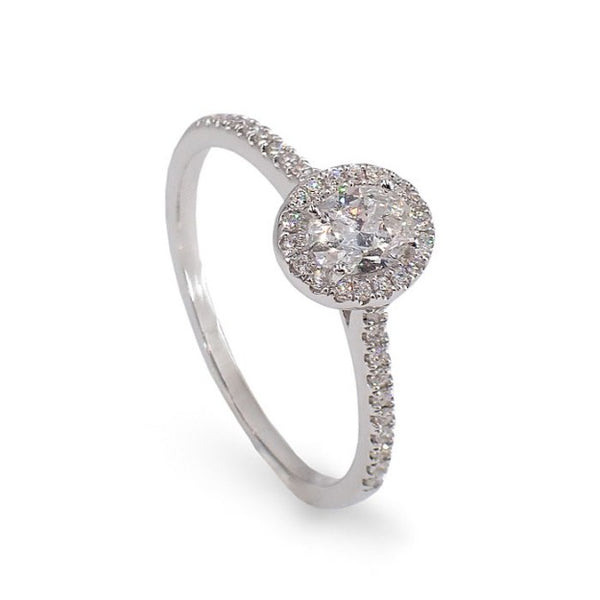Halo diamantring med oval diam. 0,40 carat River (E) - Si1 - 181XA040