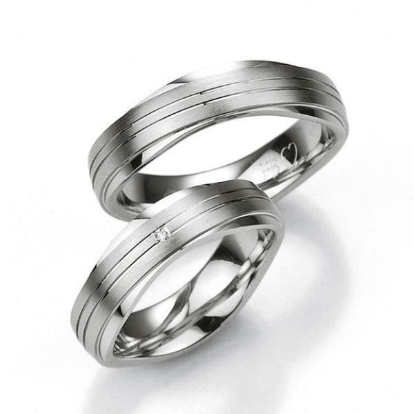 Samboerringer i sølv, 6.5 mm, 2,3 mm tykk med 1 diamant 0,01ct - 4808013