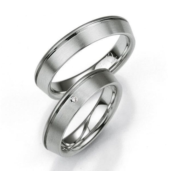 Samboerringer i sølv, 5 mm, 2,3 mm tykk med diamant 0,01ct - 4808005