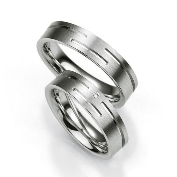 Samboerringer i sølv, 5.5 mm, 2,2 mm tykk med diamant 0,01ct - 4808001