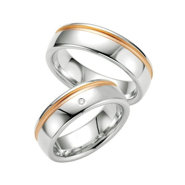 Samboerringer i sølv, 7 mm, 2,5 mm tykk med diamant 0,015ct - 4808025