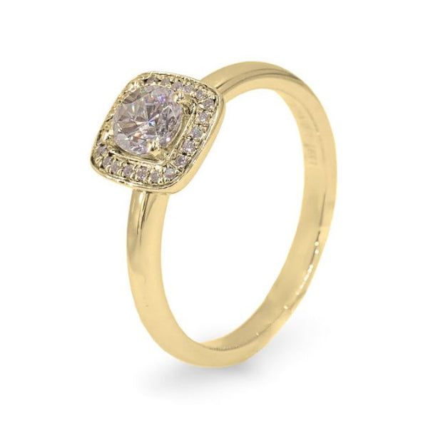 Halo diamantring med 0.40 ct, gult gull 18 kt - 15920gg