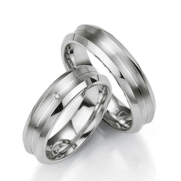 Samboerringer i sølv, 2,3 mm tykk med diamant 0,01ct - 4808023