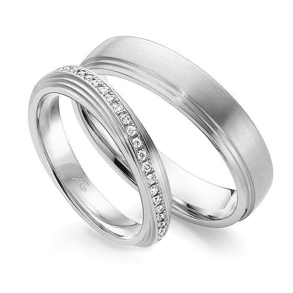 Gifteringer i hvitt gull 14 kt, 3.5 mm & 5 mm. GERSTNER - 28547