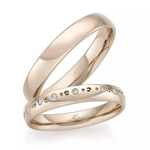 Gifteringer i nøttefarget gull 14 kt, 3.5 mm & 4 mm. GERSTNER - 31284