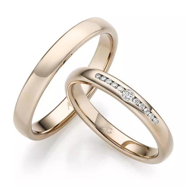 Gifteringer i nøttefarget gull 14 kt, 3 mm & 3.5 mm. GERSTNER - 31309
