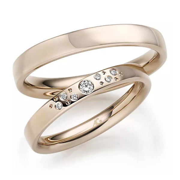 Gifteringer i nøttefarget gull 14 kt, 3 mm & 3.5 mm. GERSTNER - 31313