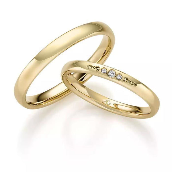 Gifteringer i gult gull 14 kt, 2.5 mm & 3 mm. GERSTNER - 31320