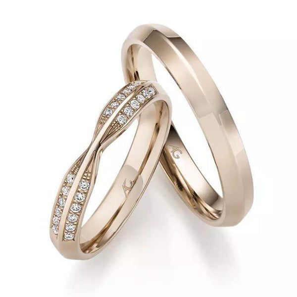 Gifteringer i nøttefarget gull 14 kt, 3.5 mm. GERSTNER - 31333