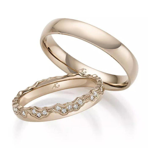 Gifteringer i nøttefarget gull 14 kt, 3.5 mm & 4 mm. GERSTNER - 31335